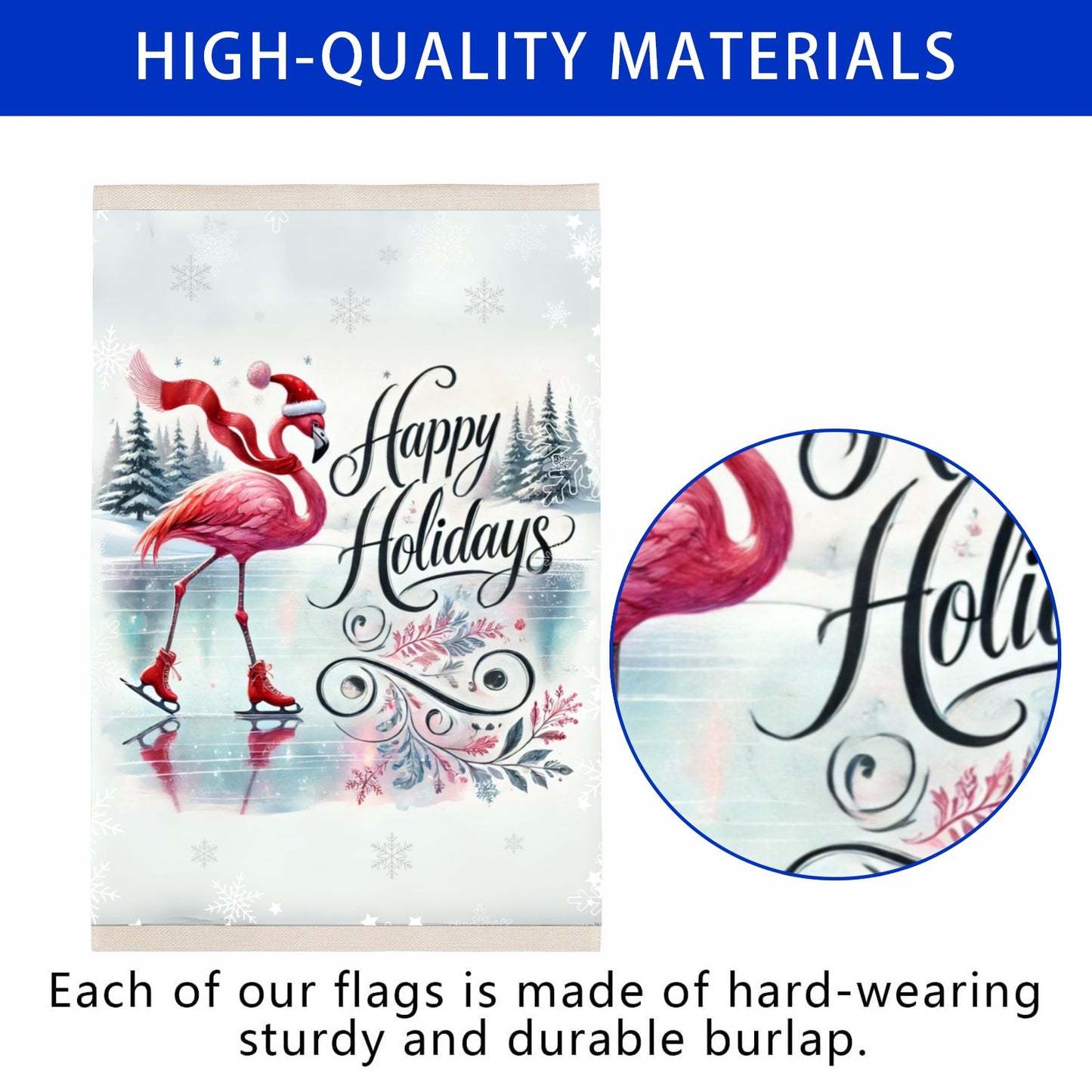 Happy Holidays Flamingo Garden Flag
