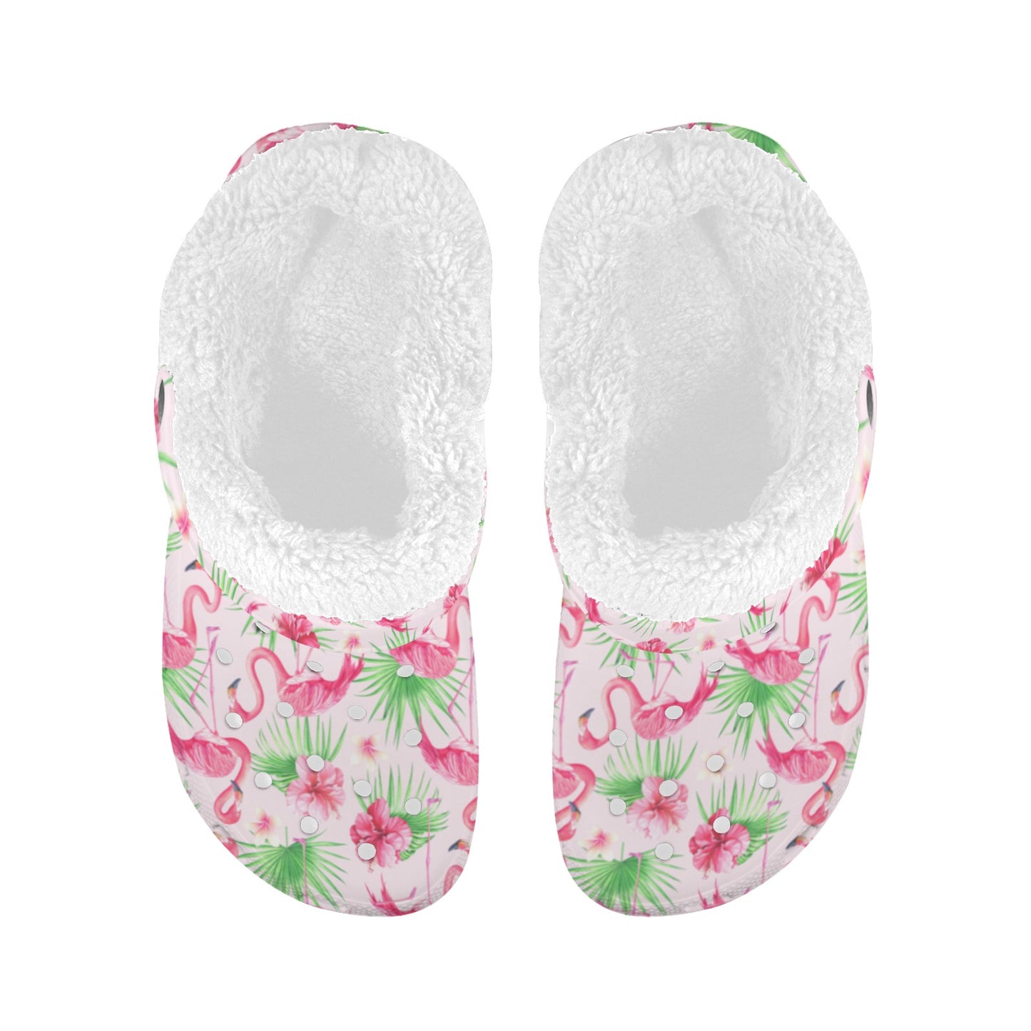 Pretty Pink Flamingos Fleece Lined Adult Unisex Clogs
