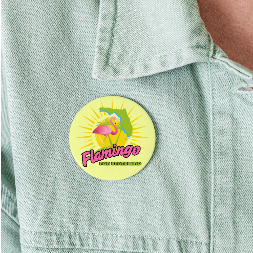Flamingo for Florida State Bird Buttons large 2.2'' (5-pack) - white