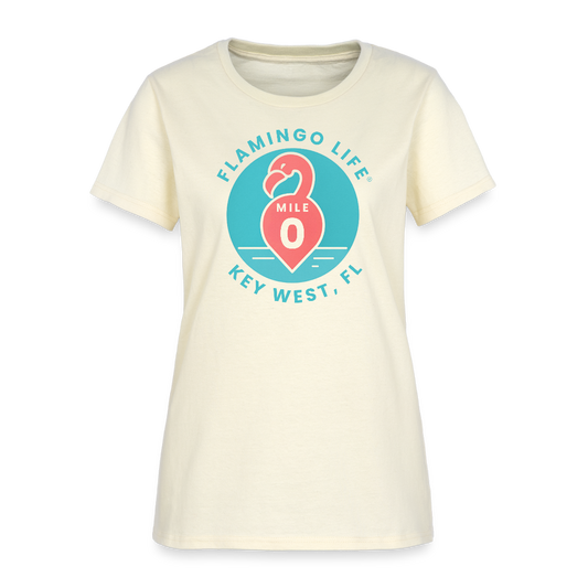 Flamingo Life Mile 0 Key West Women's T-Shirt - off white