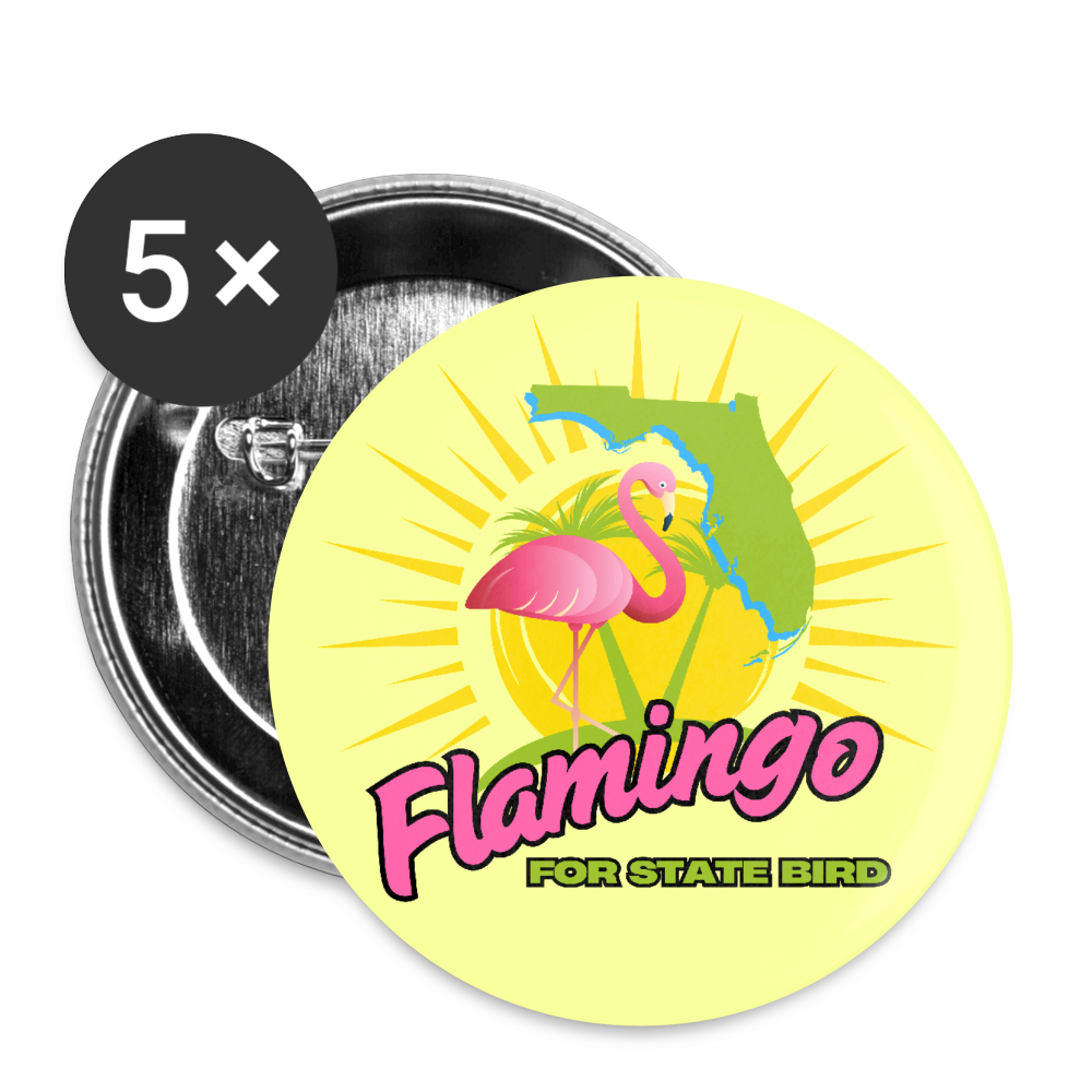 Flamingo for Florida State Bird Buttons large 2.2'' (5-pack) - white