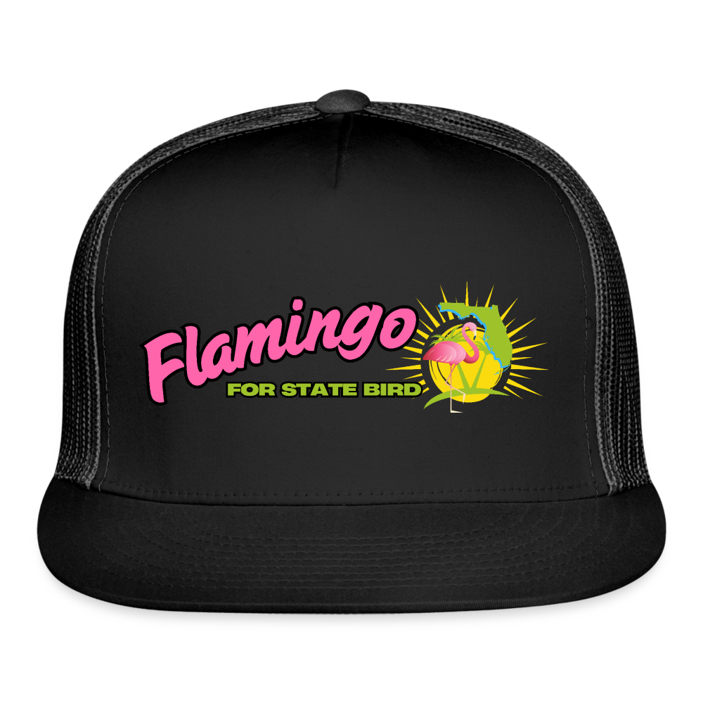 Flamingo for Florida State Bird Trucker Hat - black/black
