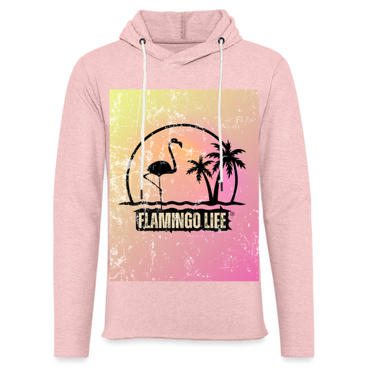 Flamingo Life® Sunny Day Unisex Lightweight Terry Hoodie - cream heather pink
