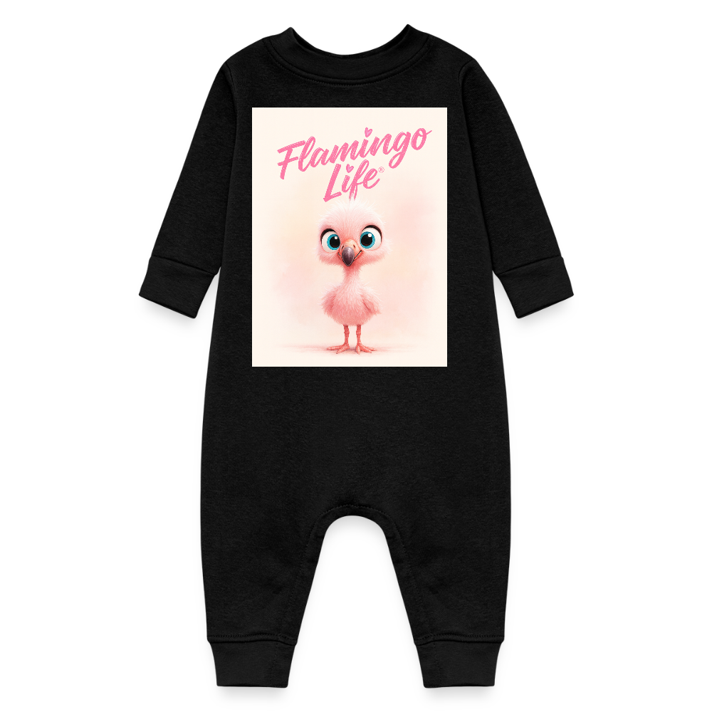 Flamingo Life Baby Fleece One Piece - black