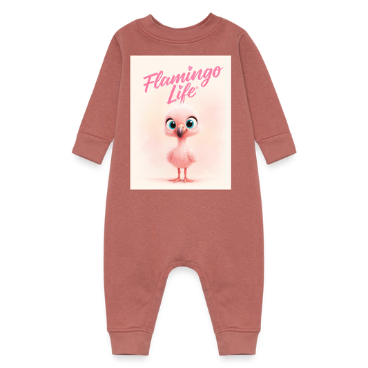 Flamingo Life Baby Fleece One Piece - mauve