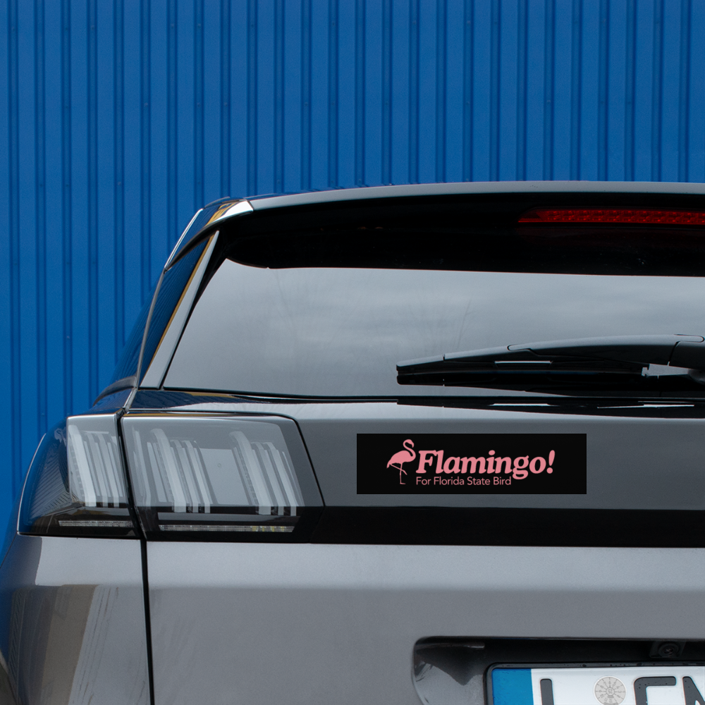 Flamingo For Florida State Bird Bumper Sticker - white matte