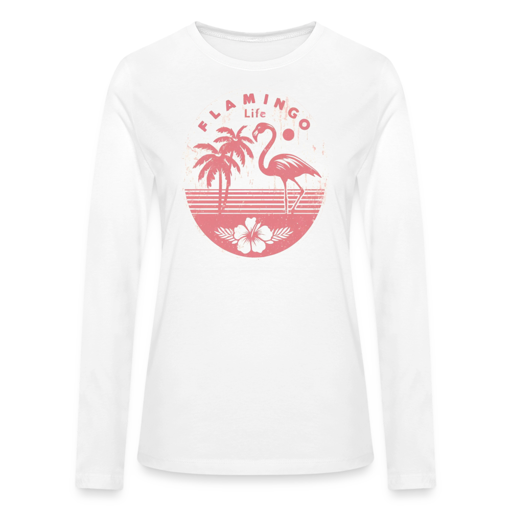 Flamingo Life Women's Long Sleeve T-Shirt - white
