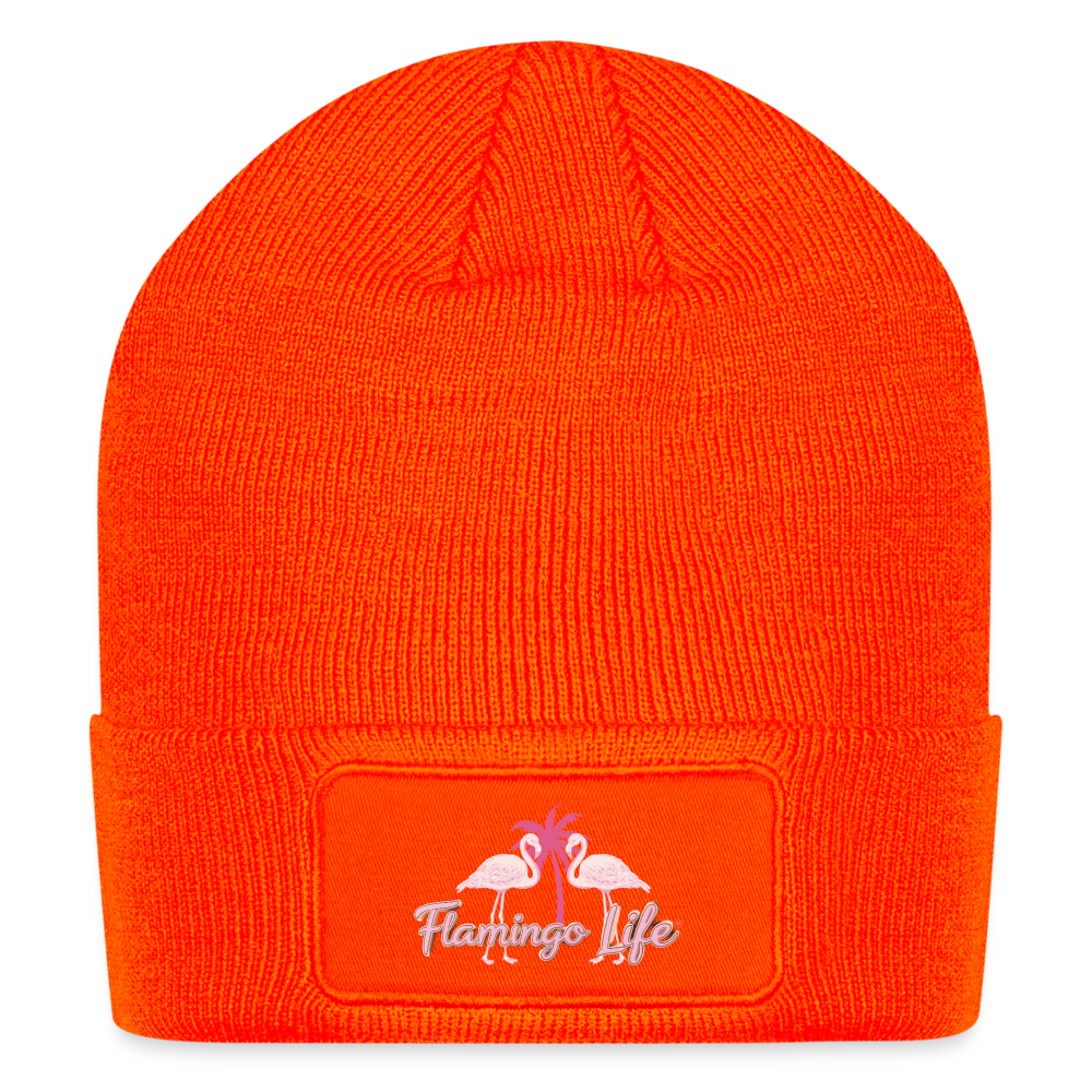 Flamingo Life Patch Beanie - neon orange