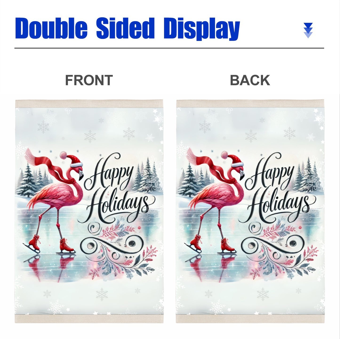 Happy Holidays Flamingo Garden Flag