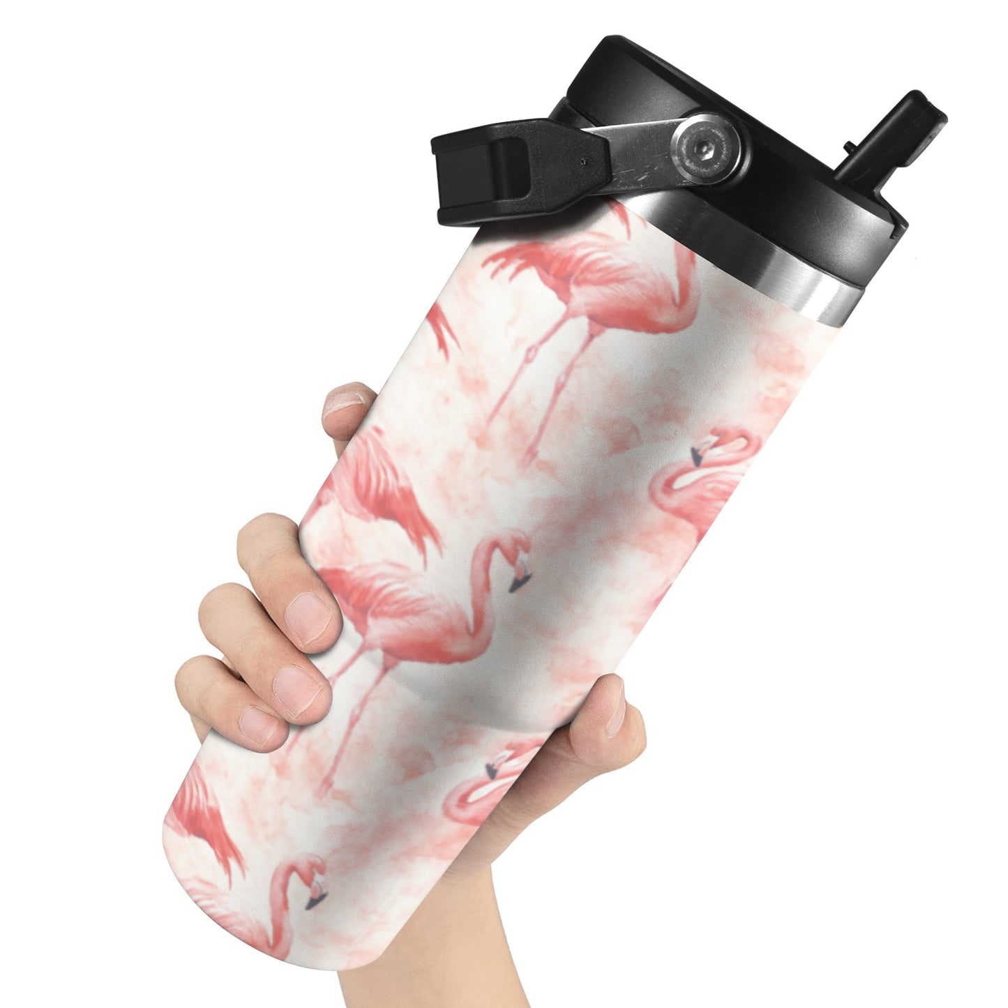 Pink Flamingos 30oz Insulated Tumbler with Top Handle