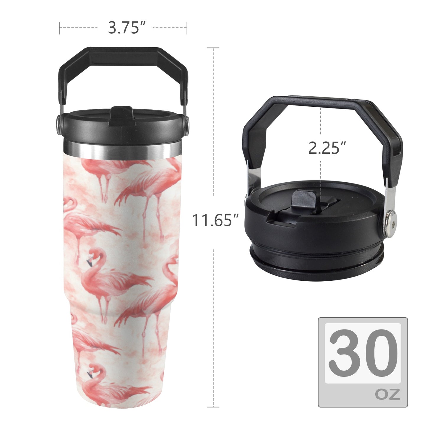 Pink Flamingos 30oz Insulated Tumbler with Top Handle