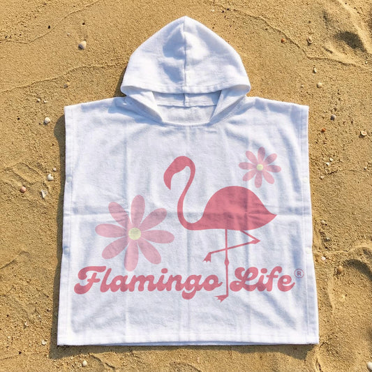 Flamingo Life Flower Power Kid's Hooded Towel Poncho