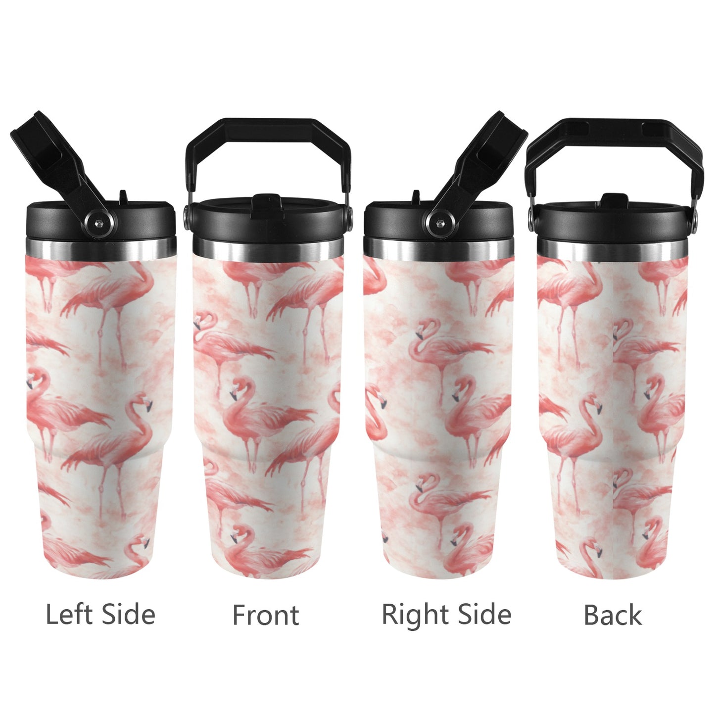 Pink Flamingos 30oz Insulated Tumbler with Top Handle