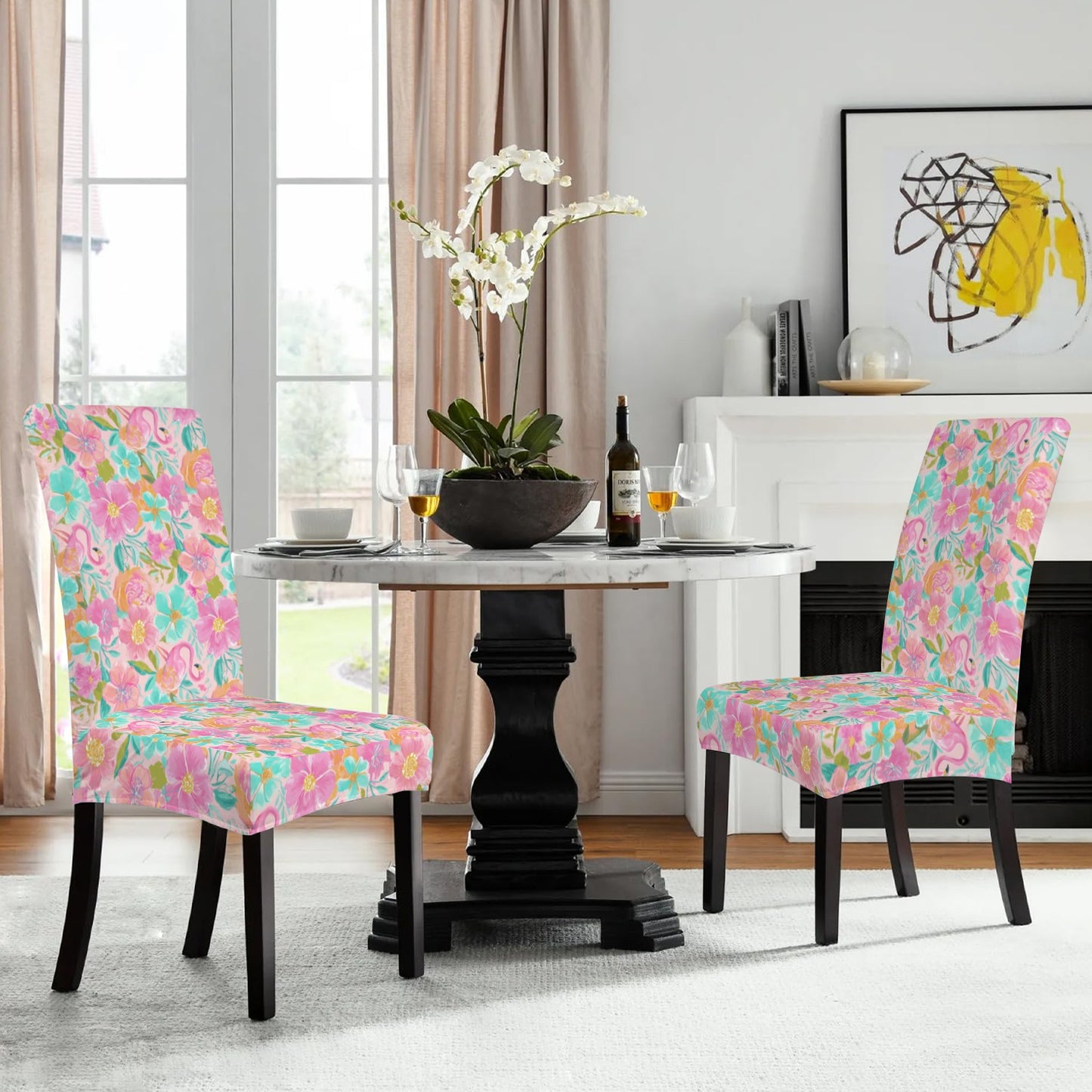 Floral Flamingo Chair Covers (2)