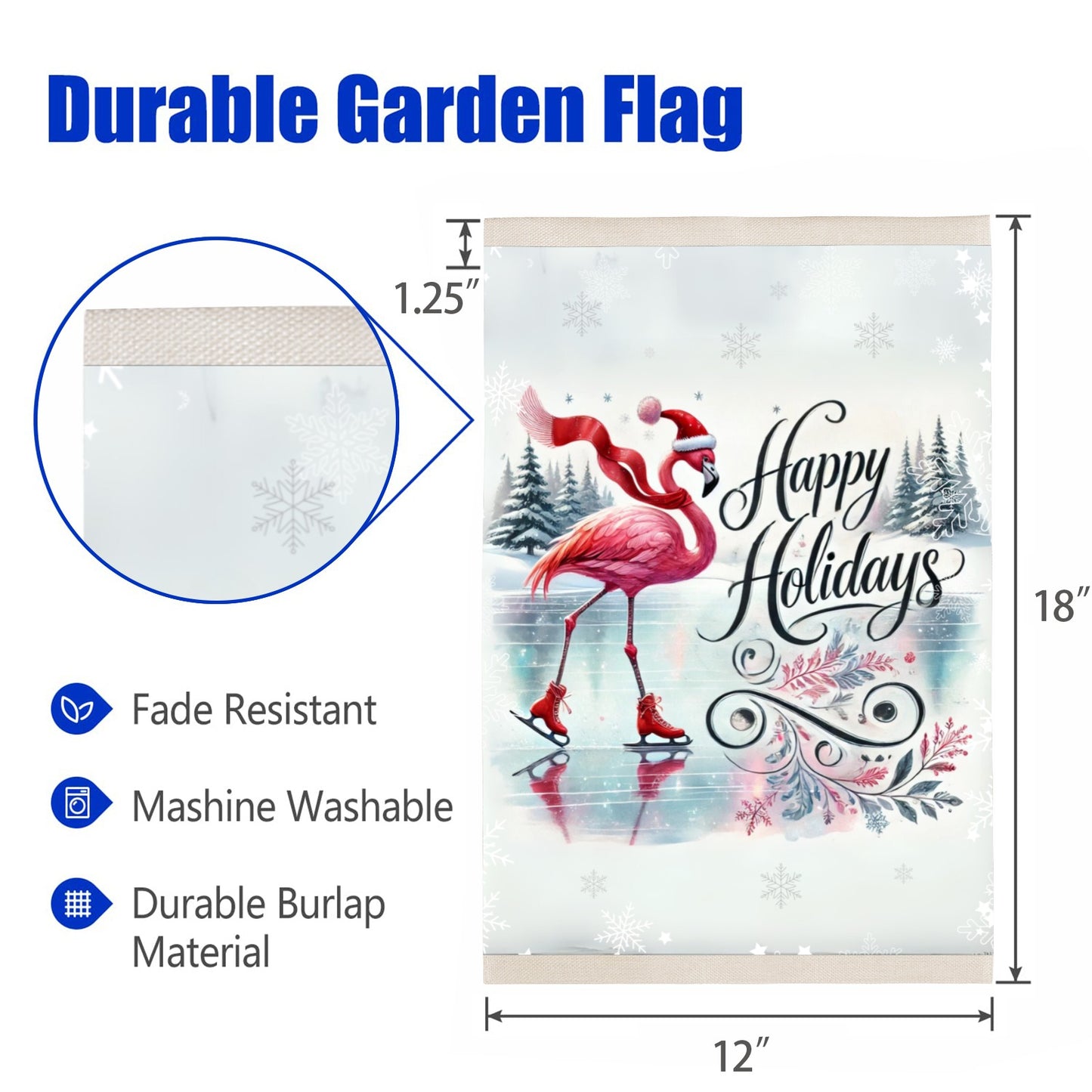 Happy Holidays Flamingo Garden Flag