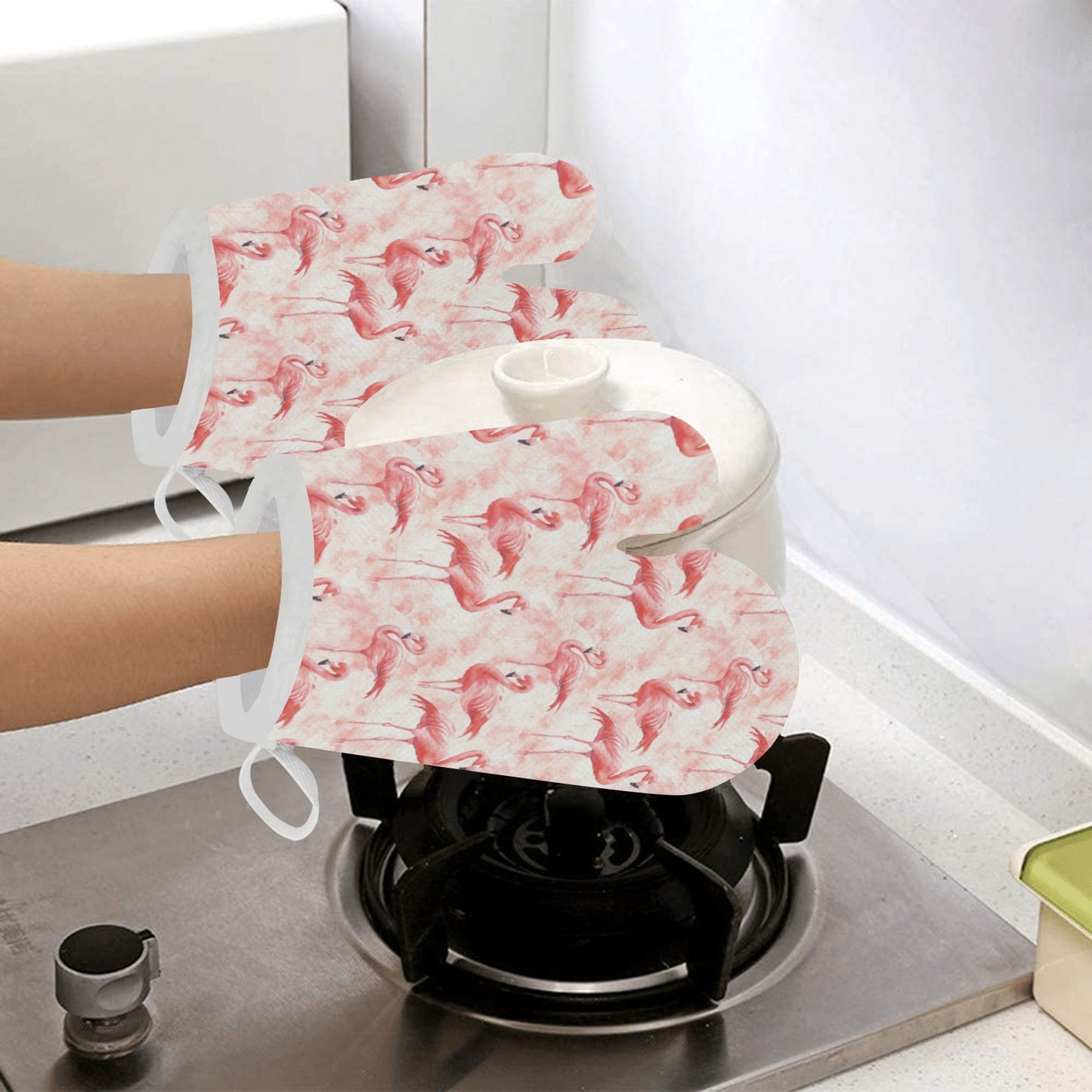 Pink Flamingos Oven Mitts (2)