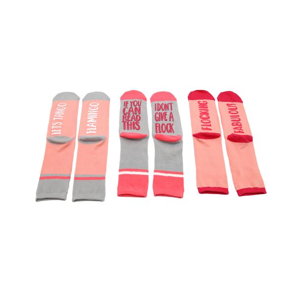 FLAMINGO SAYINGS NON-SKID CREW SOCKS