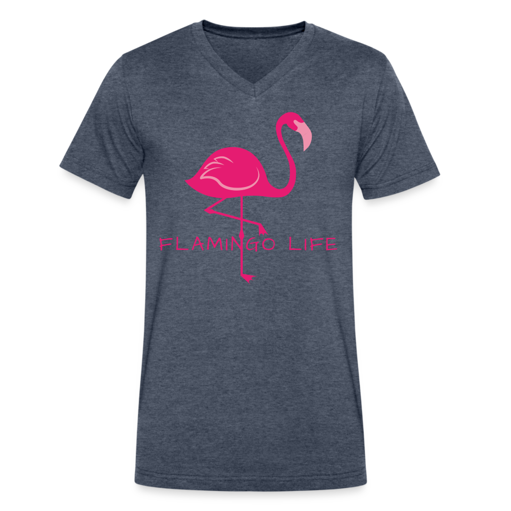 Men's Flamingo Life® V-Neck T-Shirt - heather navy