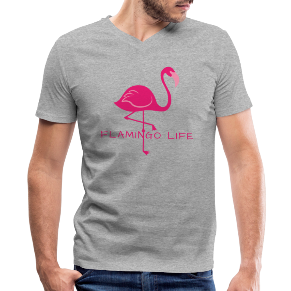 Men's Flamingo Life® V-Neck T-Shirt - heather gray