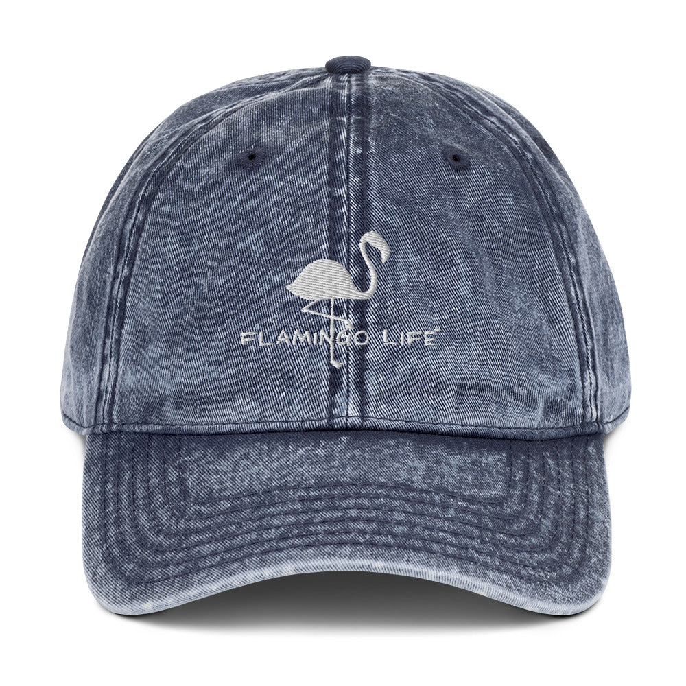 Flamingo Life® Embroidered Vintage Cotton Twill Cap