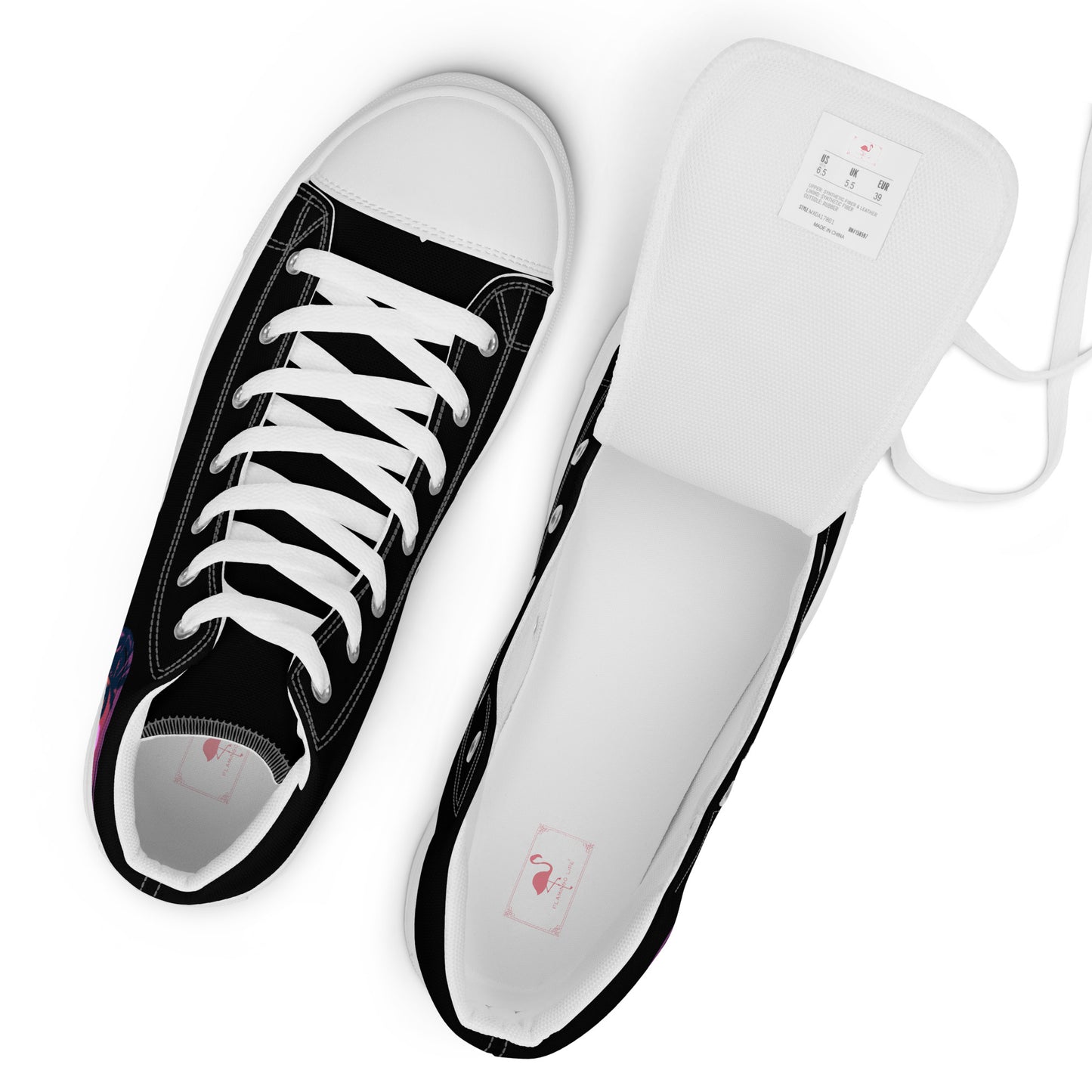 Flamingo Life® Neon Sunset Women’s High Top Canvas Shoes