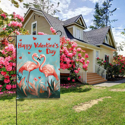 Flamingos Valentine's Day Garden Flag