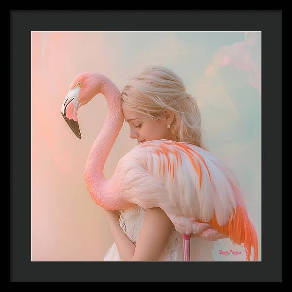 Feathered Embrace by Rachel Michelle - Digital Art Framed Print