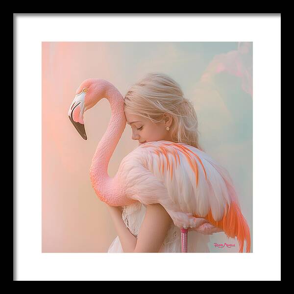 Feathered Embrace by Rachel Michelle - Digital Art Framed Print
