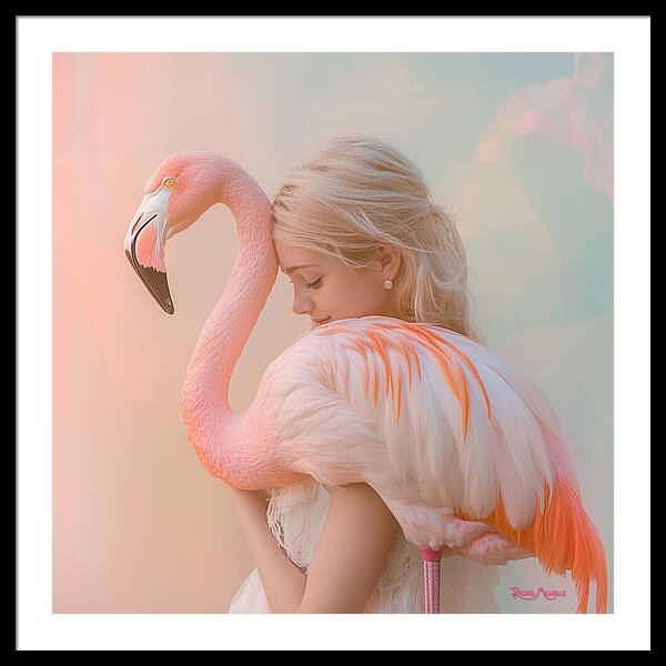 Feathered Embrace by Rachel Michelle - Digital Art Framed Print