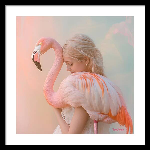 Feathered Embrace by Rachel Michelle - Digital Art Framed Print