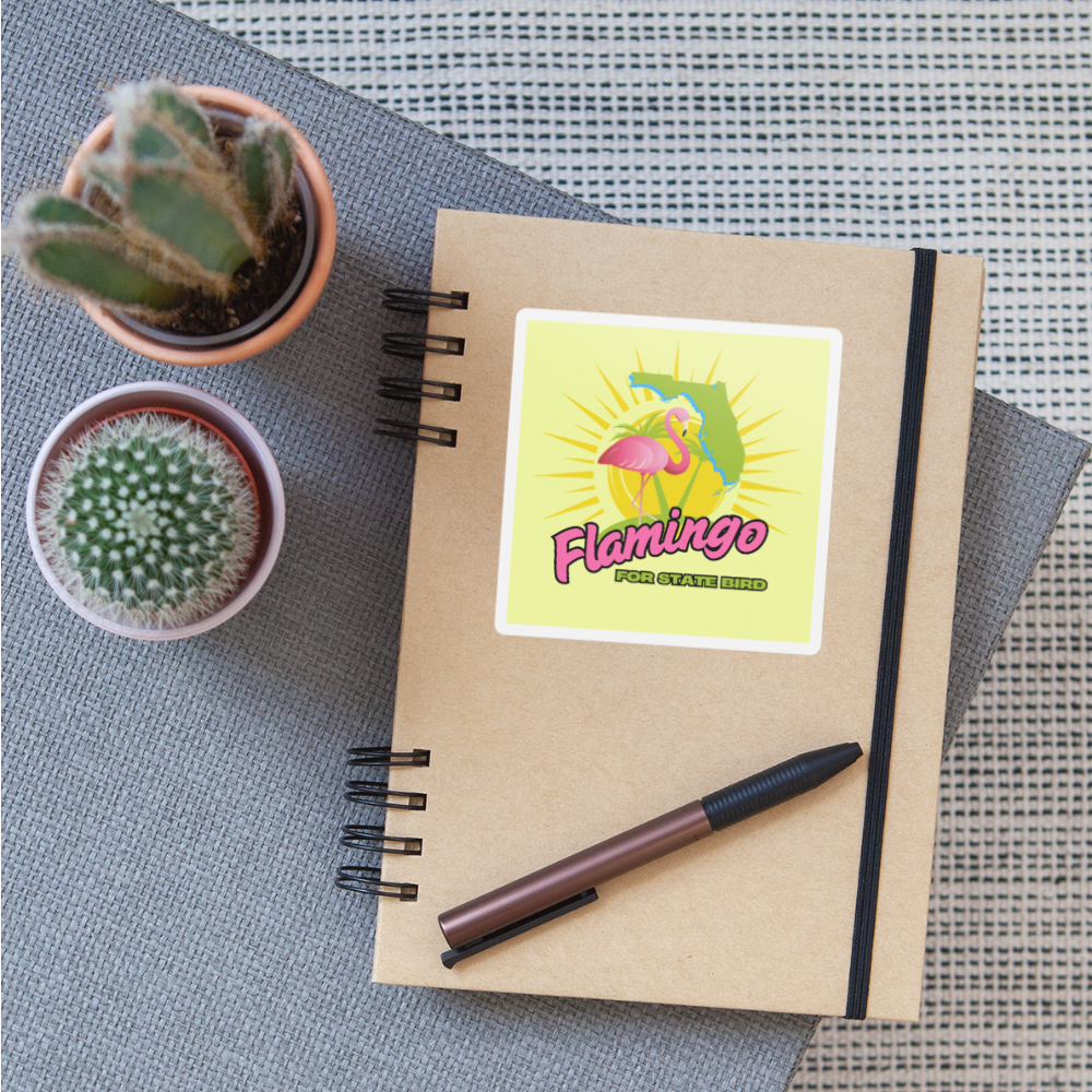 Flamingo For Florida State Bird Sticker - white matte
