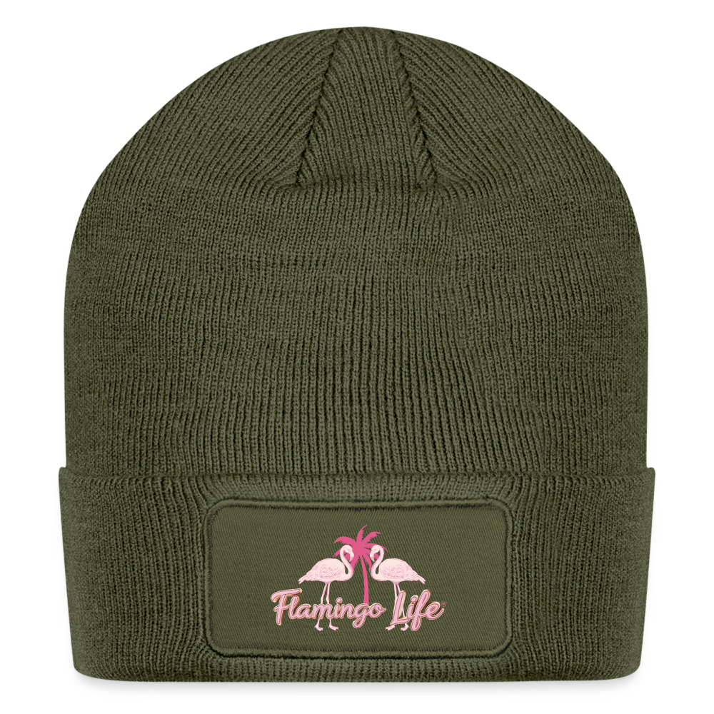 Flamingo Life Patch Beanie - olive