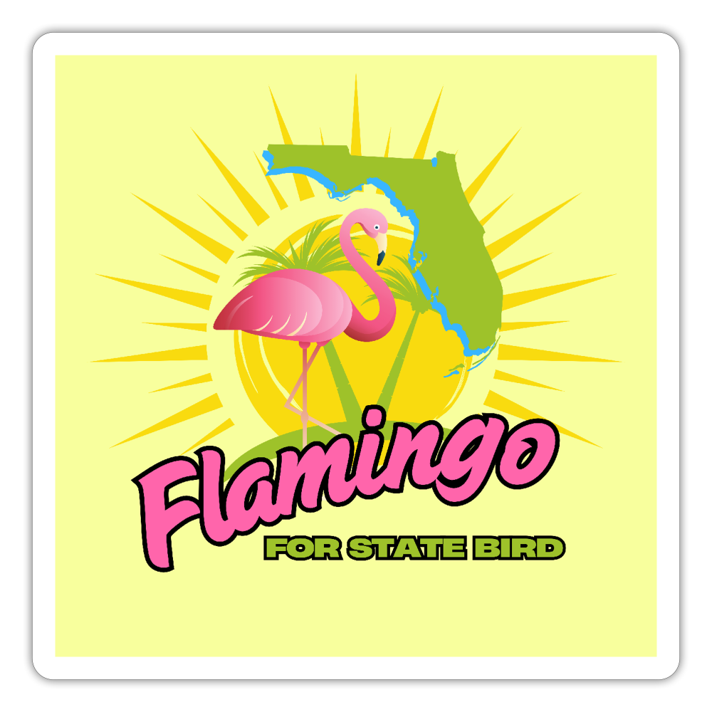 Flamingo For Florida State Bird Sticker - white matte