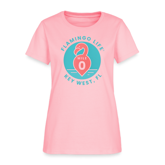 Flamingo Life Mile 0 Key West Women's T-Shirt - pink