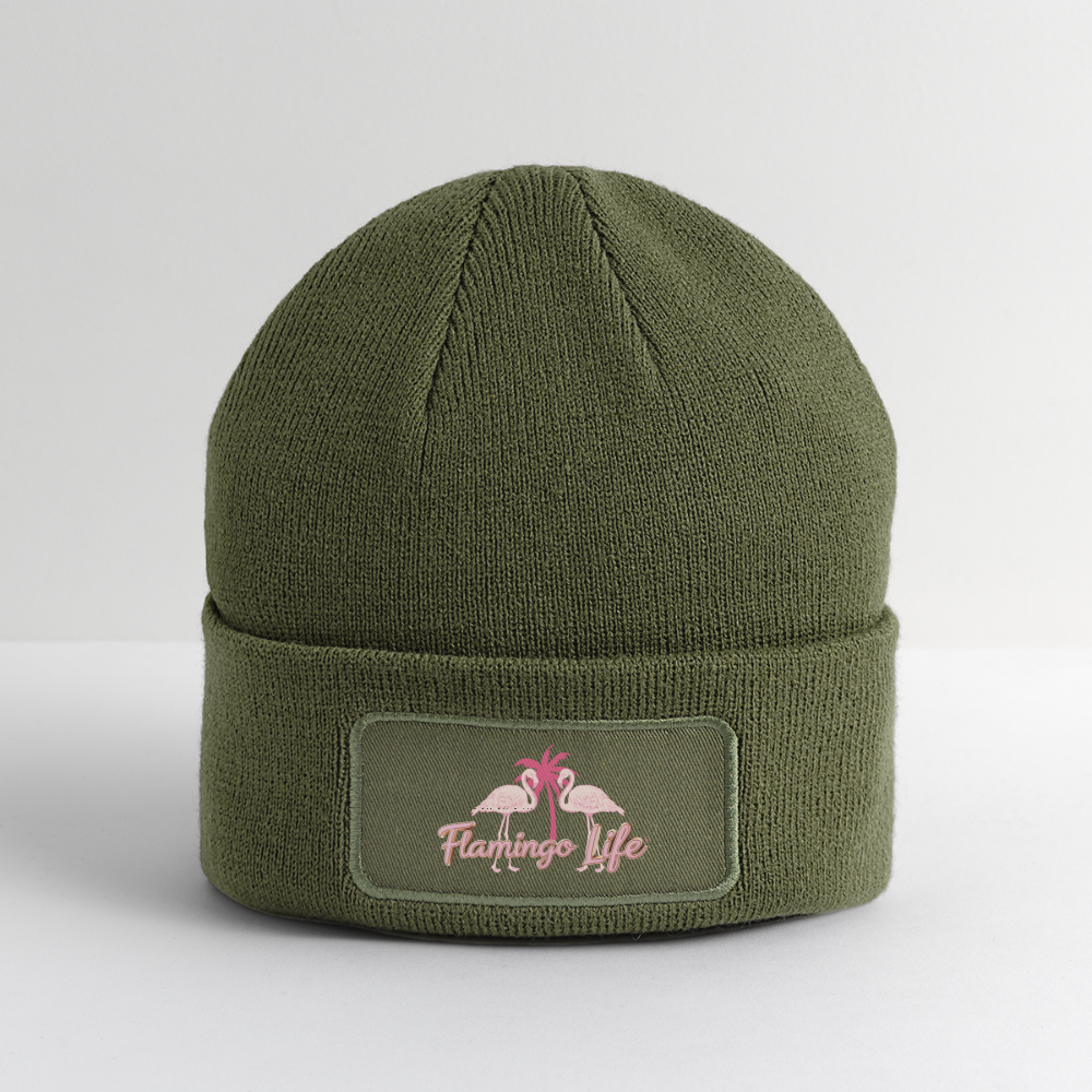 Flamingo Life Patch Beanie - olive