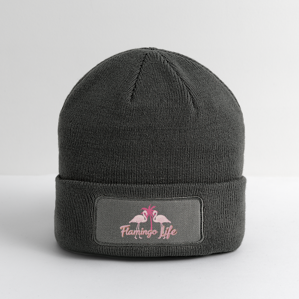 Flamingo Life Patch Beanie - charcoal grey