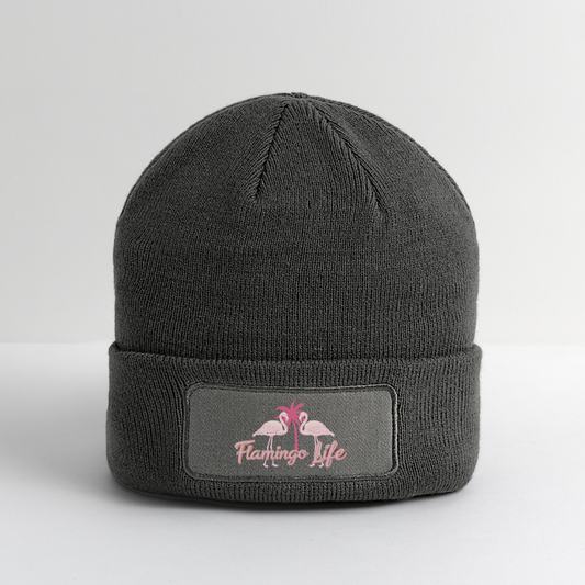 Flamingo Life Patch Beanie - charcoal grey