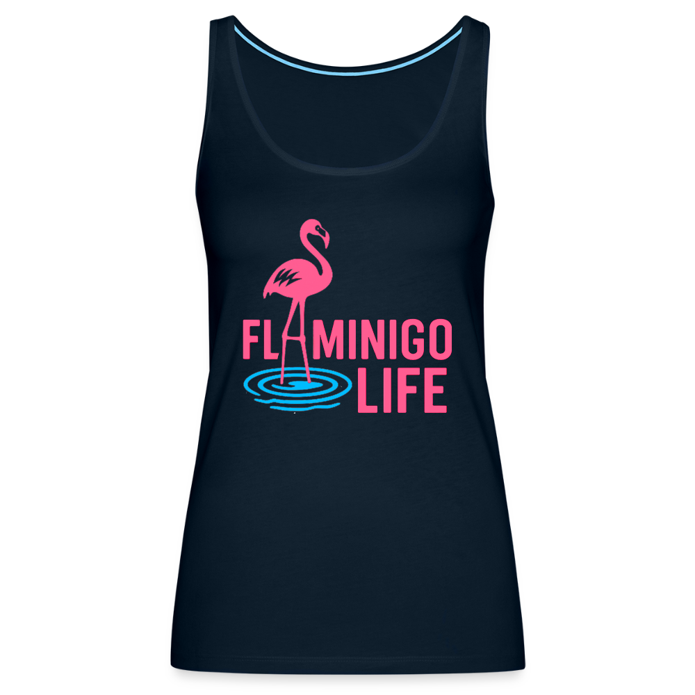 Wading Flamingo Life Logo Women’s Premium Tank Top - deep navy