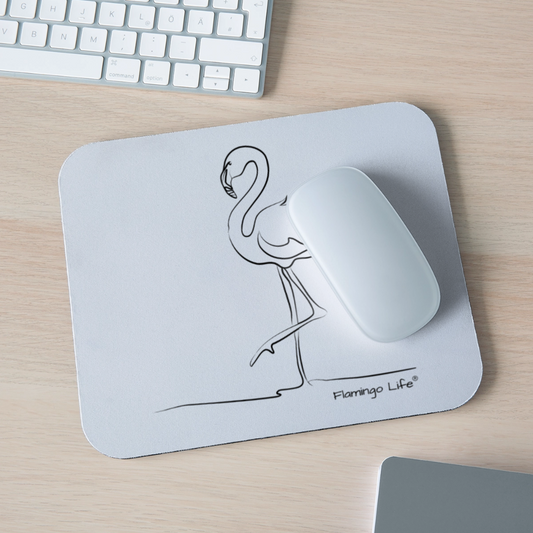 Line Drawing Flamingo Life Mouse pad Horizontal - white