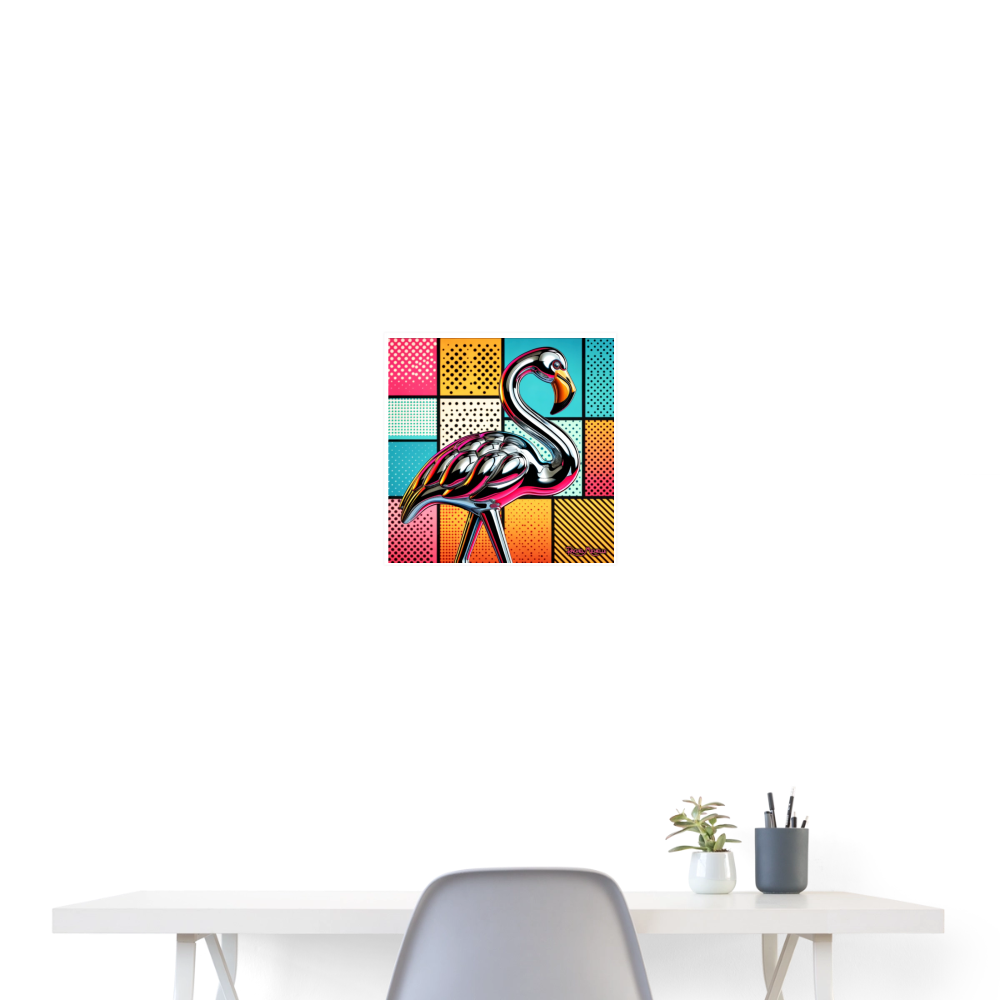 Rachel Michelle Pop Goes the Flamingo Poster 16x16 - white