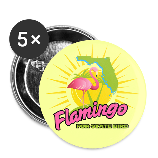 Flamingo for Florida State Bird Buttons large 2.2'' (5-pack) - white
