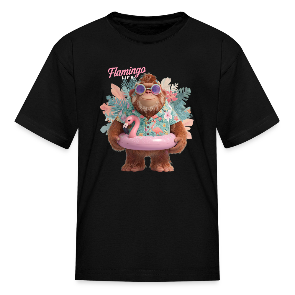Flamingo Life Bigfoot Floatie Kids' T-Shirt - black
