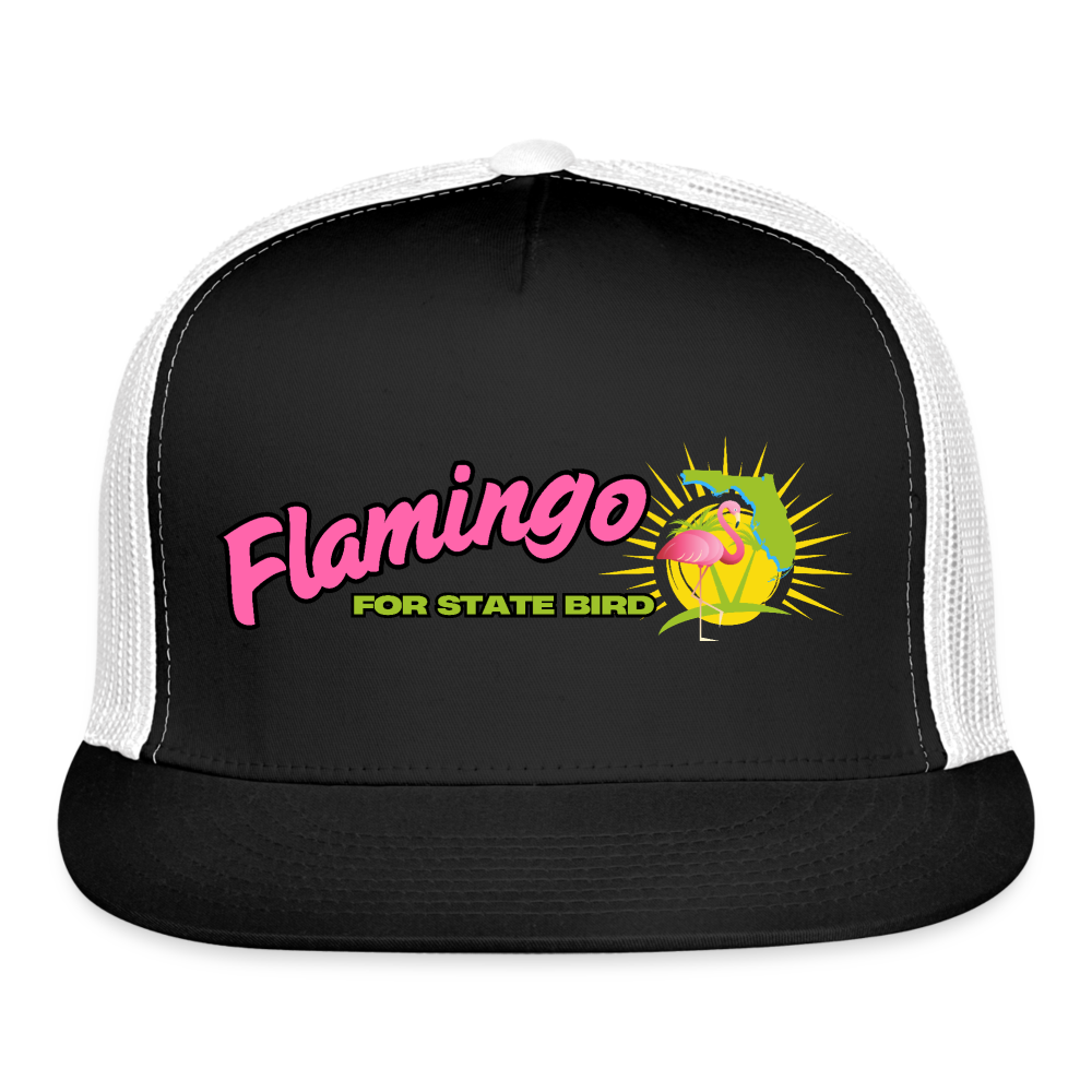 Flamingo for Florida State Bird Trucker Hat - black/white