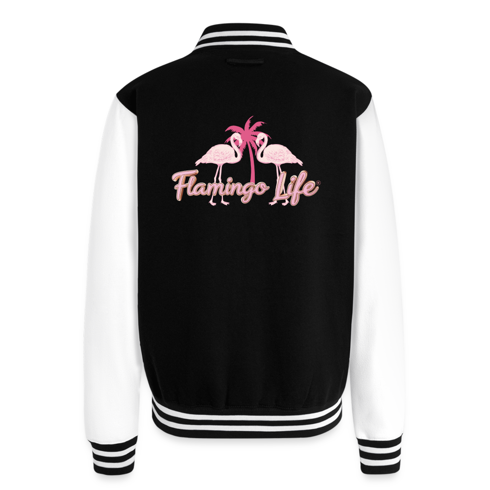 Flamingo Life Heavyweight Letterman Jacket - black/white