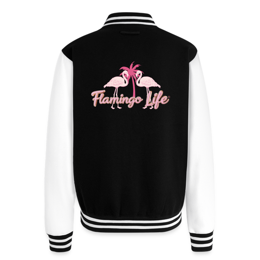 Flamingo Life Heavyweight Letterman Jacket - black/white