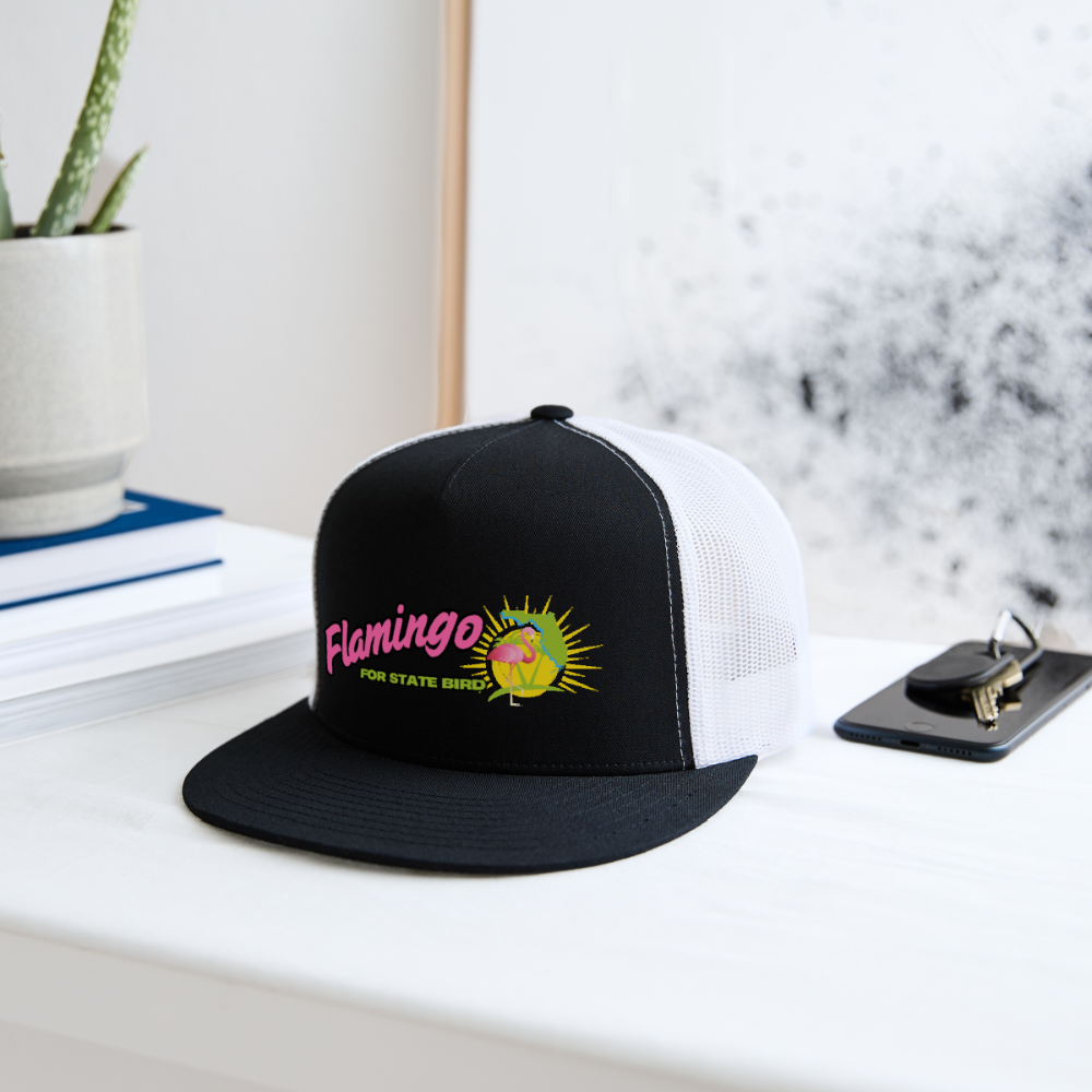 Flamingo for Florida State Bird Trucker Hat - black/white