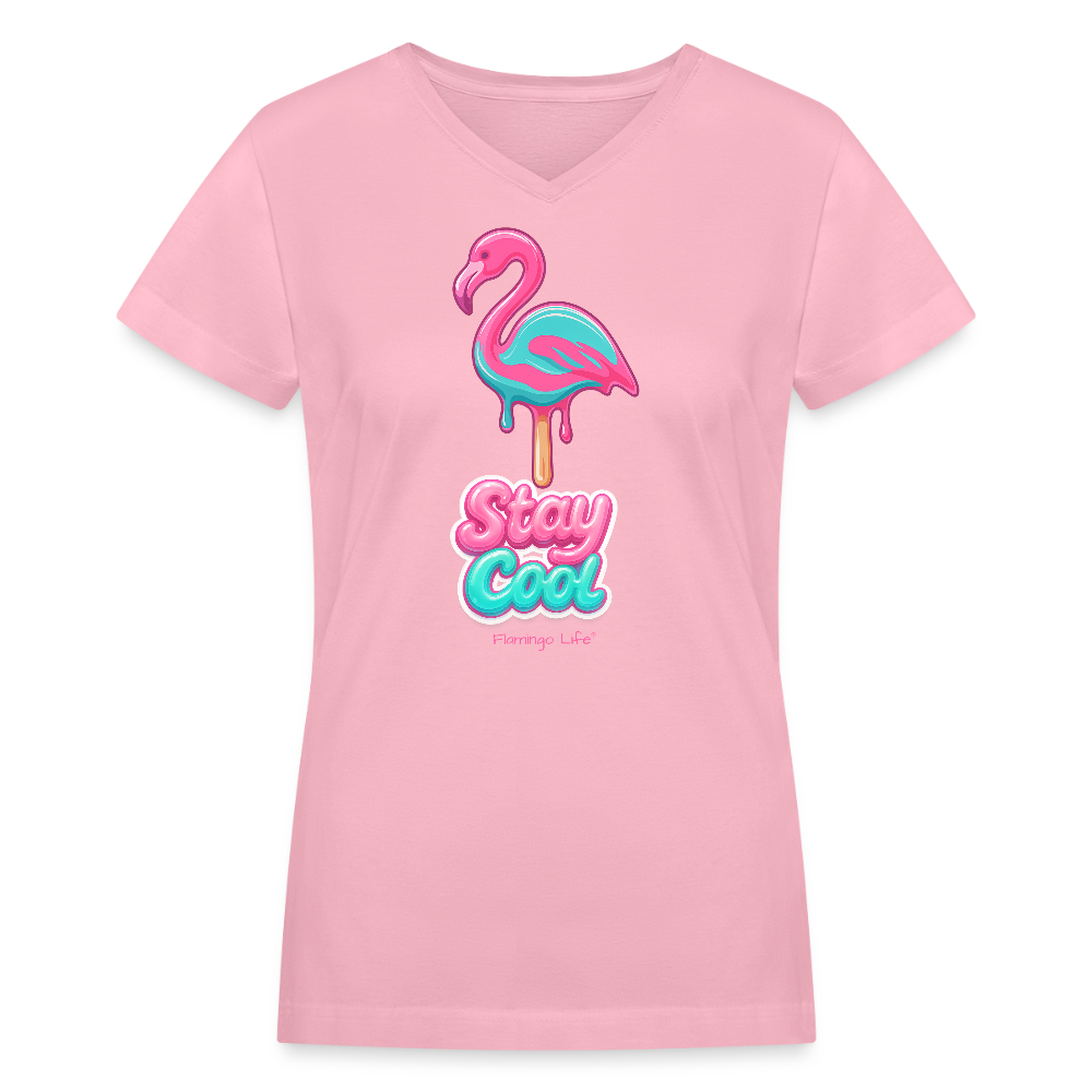 Flamingo Life Stay Cool Women's V-Neck T-Shirt - pink