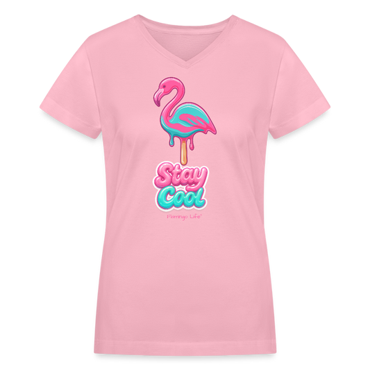 Flamingo Life Stay Cool Women's V-Neck T-Shirt - pink