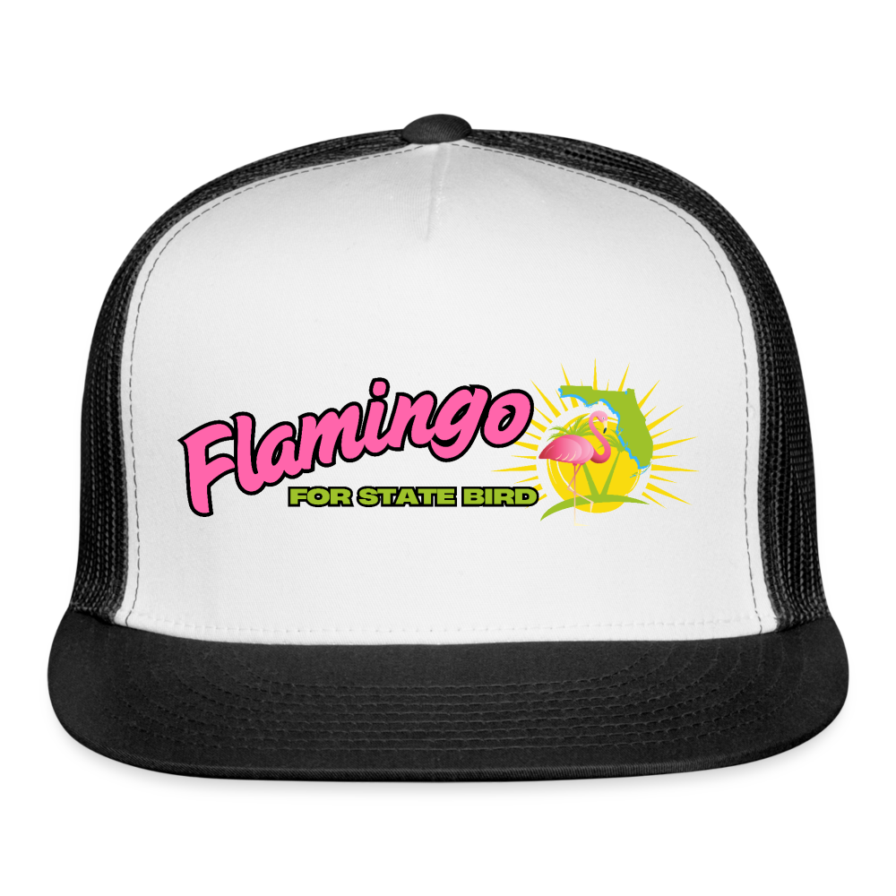Flamingo for Florida State Bird Trucker Hat - white/black