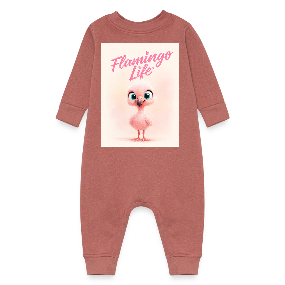 Flamingo Life Baby Fleece One Piece - mauve